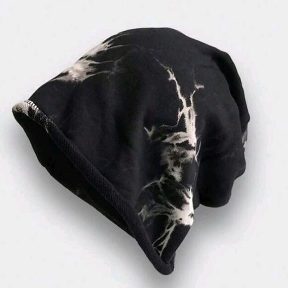 Black Rolling Edge Tie Dye Knit Hat Beanie - Picture 1 of 4